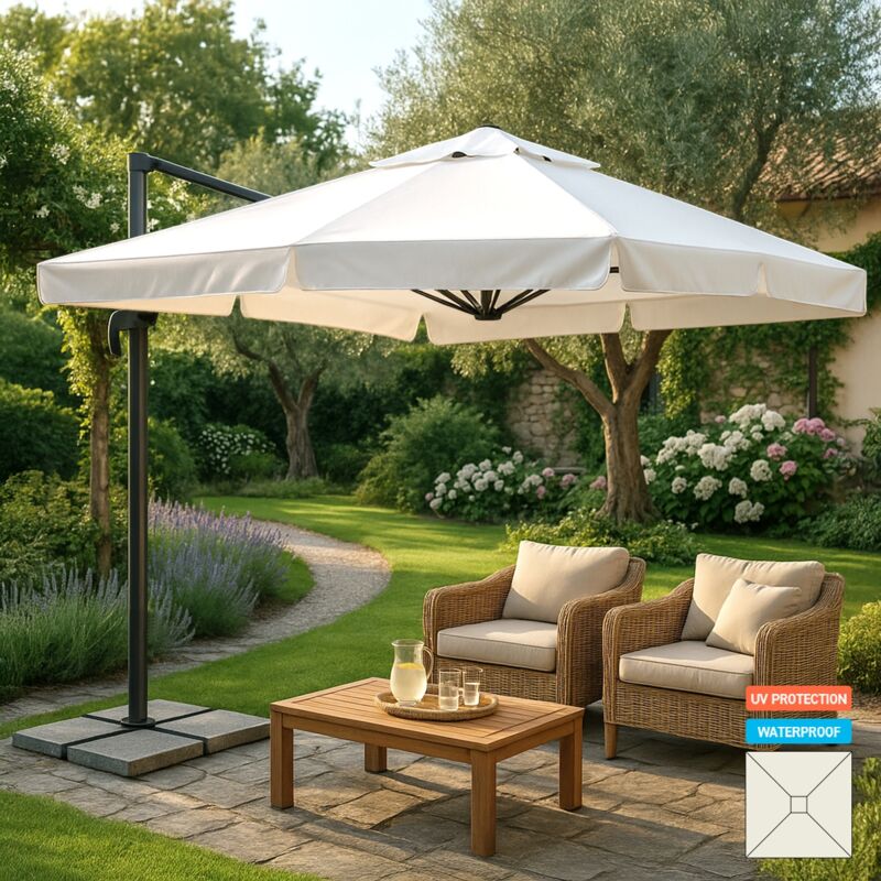 Parasol de jardin est de 2.5 mètres carré bras en aluminium bar hôtel Paradise | avec volant