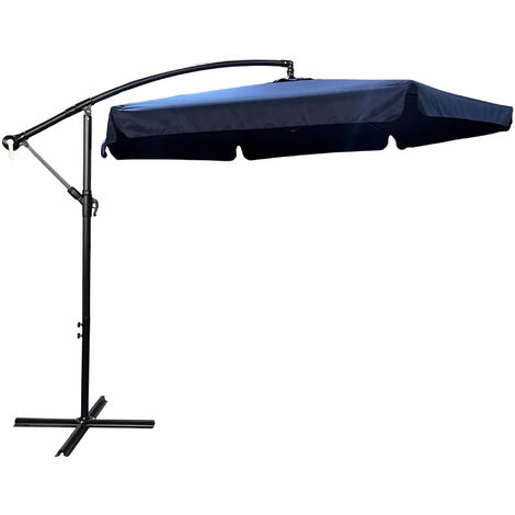 Parasol de jardin et de terrasse CYNIA imperméable en bleu foncé, Poids 11,7 kg Dimensions L300 x l300 x H245 cm