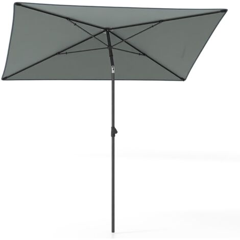 Parasol de Jardin Exterieur 213 × 140 cm, Parasol Balcon Solaire Rectangulaire, 30° Inclinaison à Bouton-Poussoir, Sac de Transport Portable, Gris