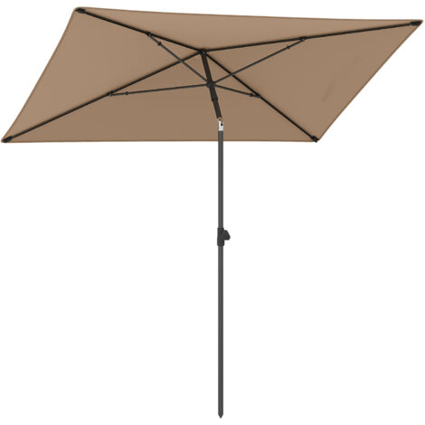 Parasol de Jardin Exterieur 213 × 140 cm, Parasol Balcon Solaire Rectangulaire, 30° Inclinaison à Bouton-Poussoir, Sac de Transport Portable, Marron