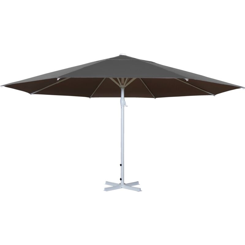 Parasol de jardin extérieur ø 5m Polyester Alu Mât Blanc 28kg anthracite sans pied 040003854