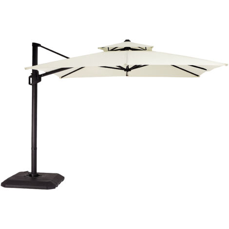Parasol De Jardin Exterieur, Parasol DéPorté 3x3M, 8 Baleines à Double Couche, Rotation à 360°, Anti-UV, Parasol Excentré Inclinable Pour Balcon Terrasse,305cm, Café