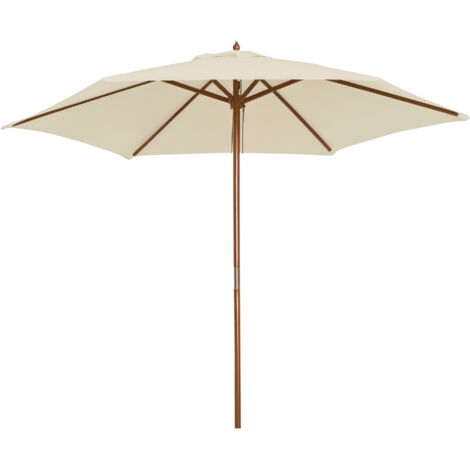 Parasol de jardin extérieur parasol droit double toit Hexagonal Grande Taille de Jardin Ø 2.5 x 2.3H m Bois de Bambou crème