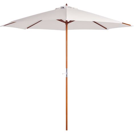 Parasol de jardin extérieur rond Ø 2,7 x 2,5 m avec ouverture fermeture manivelle, mât , toile 180 g/m², beige