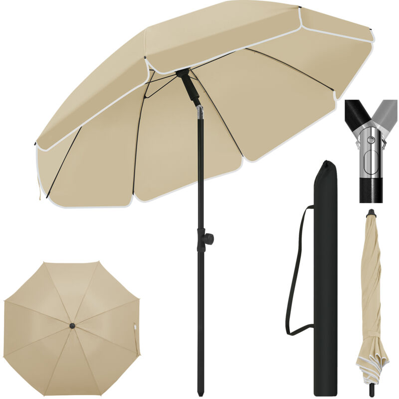 Parasol de Jardin Extérieur Woltu Parasol rond, Inclinable sur 45°, Hauteur Réglable, Anti-UV, φ 155 cm, Taupe
