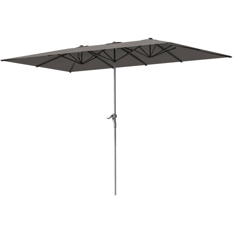 Parasol de jardin grande taille dim. 4,51 x 2,64 m manivelle alu métal polyester haute densité upf 50+ gris