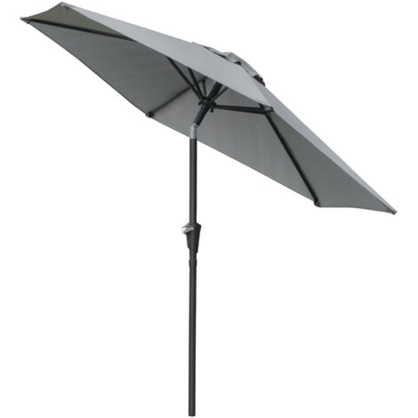 Parasol de jardin hexagonal inclinable 2,3 m, gris, métal et polyester haute densité
