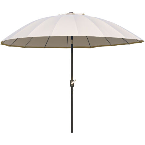 Parasol de jardin inclinable 2.5x2.5m avec manivelle 18 baleines couleur crème