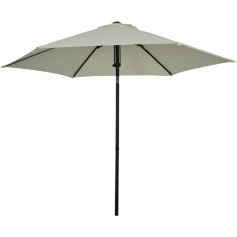 Parasol de jardin inclinable manuel avec aération, métal et polyester haute densité 180g/m² gris clair