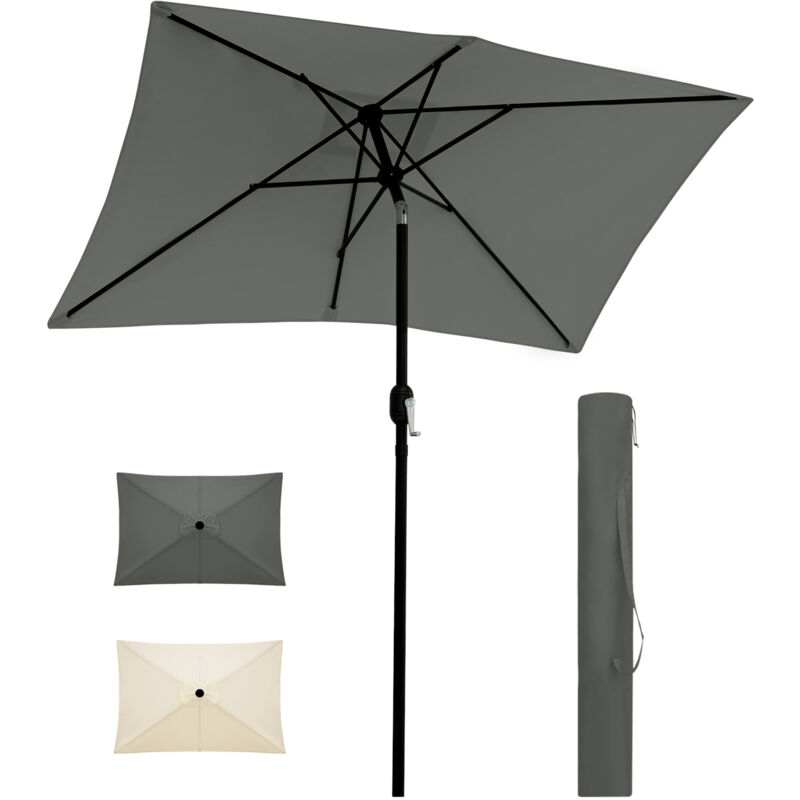 Parasol de Jardin Inclinable Woltu Parasol Rectangulaire inclinable de Jardin, 206x135cm, Gris Foncé