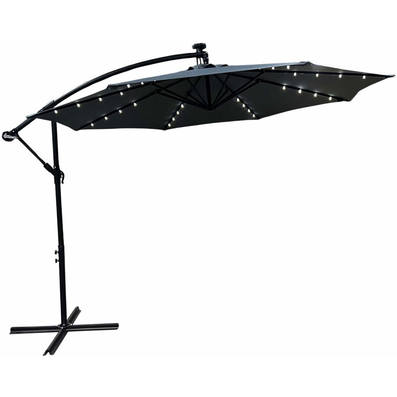 Parasol de jardin MILIN avec éclairage LED gris foncé, Poids 12,7 kg Dimensions L300 x l300 x H245 cm