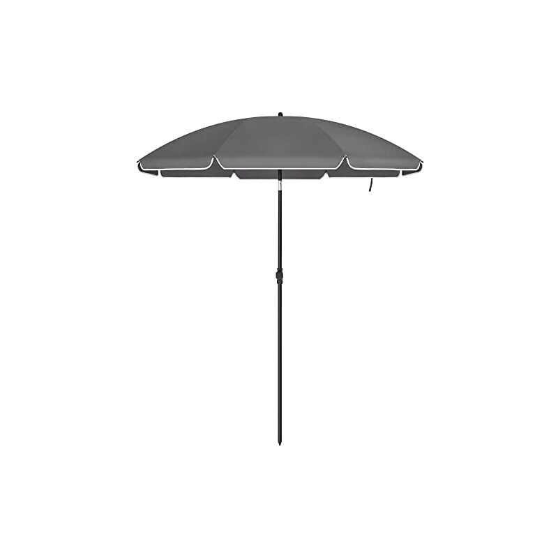 Helloshop26 - Parasol de jardin ø 1 6 m ombrelle protection upf 50+ inclinable portable résistant au vent baleines en fibre de verre avec sac gris