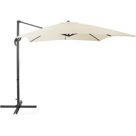 Parasol de Jardin ou de Terrasse Carré Beige Clair avec Pied Déporté Noir, Toile 250 x 250 cm cm Anti UV et Rotation à 360° Beliani - Beige