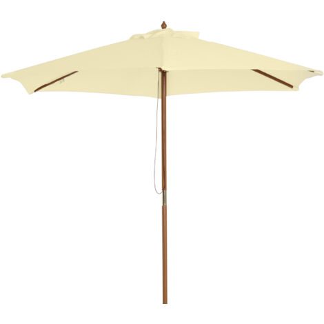 Parasol de jardin Outsunny double toit hexagonal Ø 2,5 x 2,3H m en bambou crème