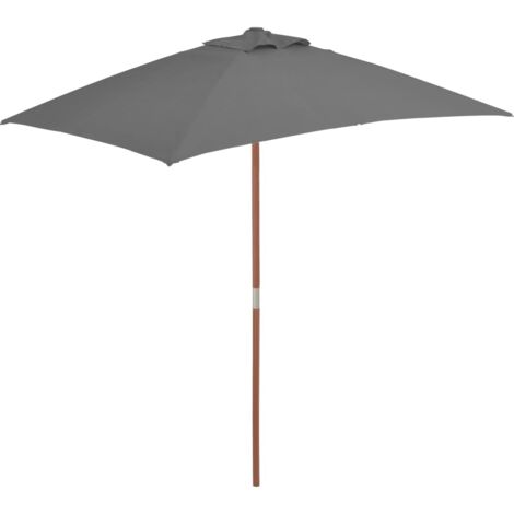 Parasol de Jardin/Parasol avec mât en bois 150 x 200 cm Anthracite 44486