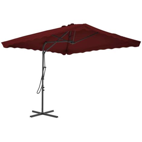 Parasol de jardin-Parasol de balcon et mât en acier rouge bordeaux 250x250x230 cm 555398
