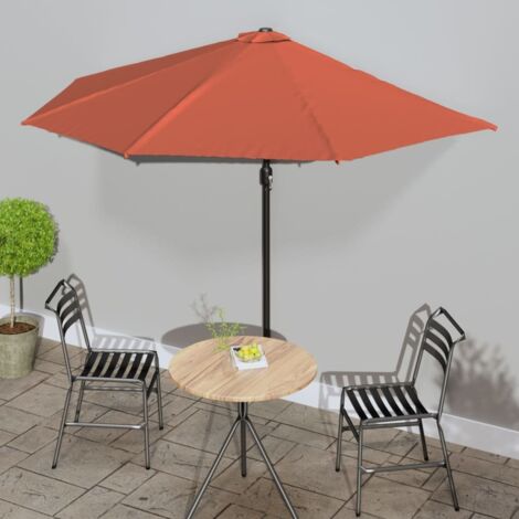 Parasol de Jardin/Parasol de balcon et mât en aluminium Terre cuite 300x150x253cm 35125