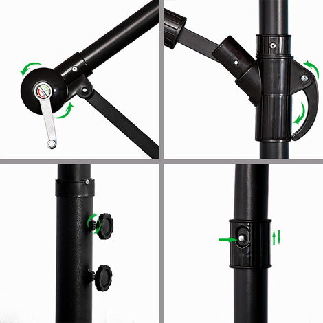 Parasol de Jardin Parasol Déporté 3M Exterieur avec éclairage Solaire LED pour Plage Terrasse, Piscine, Beige - Mondeer