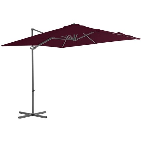 Parasol de Jardin/Parasol déporté avec mât en acier Rouge bordeaux 250x250 cm 68414