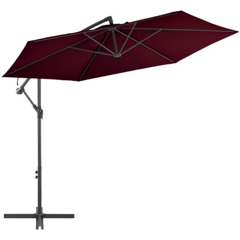 Parasol de Jardin/Parasol déporté avec mât en aluminium Bordeaux 300 cm 41751
