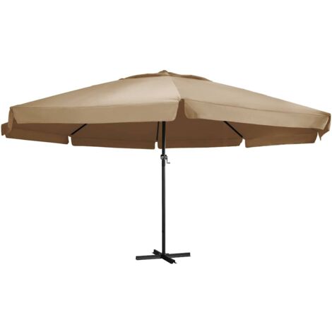 Parasol de Jardin/Parasol d'extérieur avec mât en aluminium 600 cm Taupe 93709