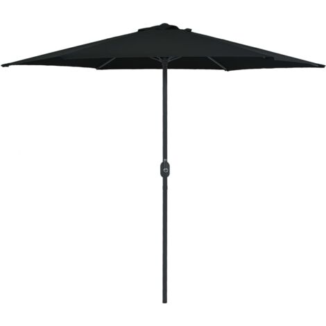 Parasol de Jardin/Parasol d'extérieur et mât en aluminium 270x246 cm Noir 88534