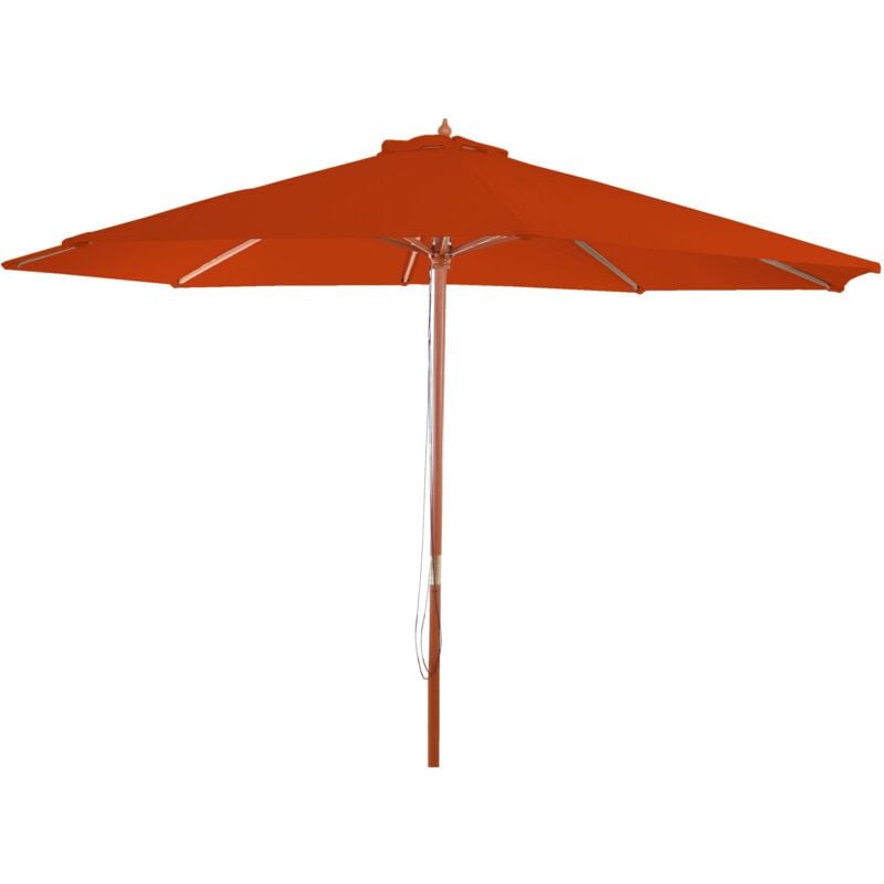 Décoshop26 - Parasol de jardin parasol diamètre 3m polyester/bois couleur terre cuite 040008013
