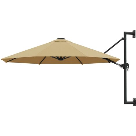 Parasol de Jardin/Parasol mural avec mât métallique 300 cm Taupe 18625