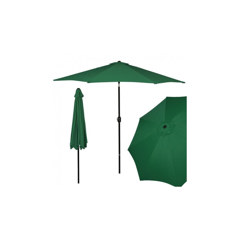 Springos - Parasol de jardin pliable de 300 cm pour grand balcon, vert.