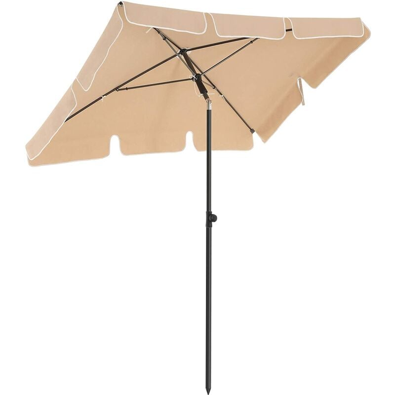 Parasol rectangulaire - Parasol inclinable - Protection upf 50+ - 2 x 1,25 m - Taupe - Taupe