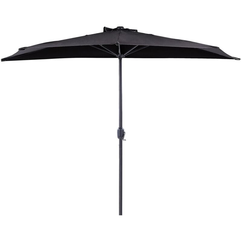 Parasol de Jardin Semi Circulaire Ombrage 270 cm en Polyester Noir Galati