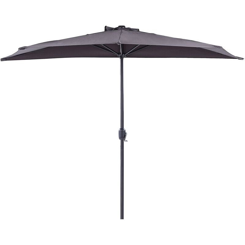 Beliani - Parasol de Jardin Semi Circulaire Ombrage 270 cm en Polyester Gris Galati - Noir