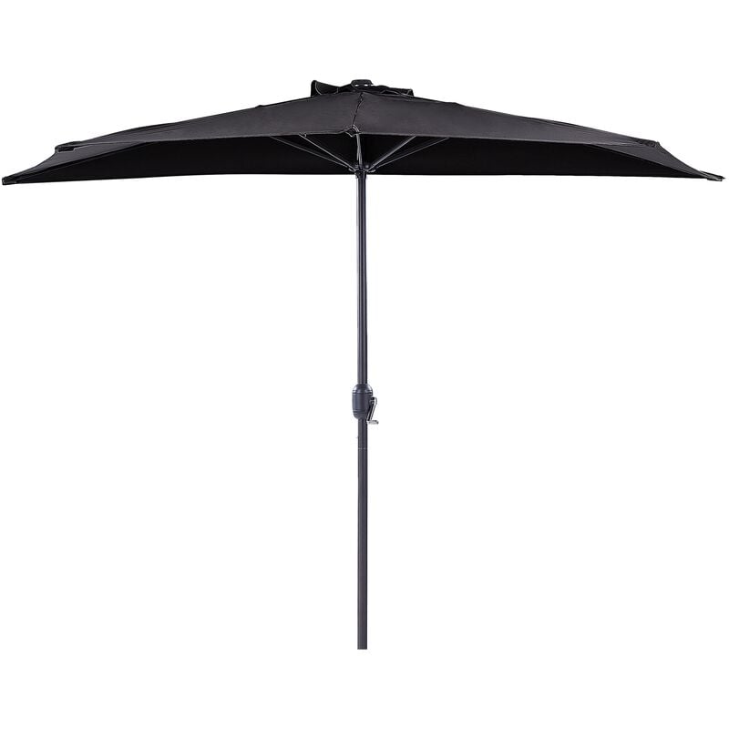 Beliani - Parasol de Jardin Semi Circulaire Ombrage 270 cm en Polyester Noir Galati - Noir