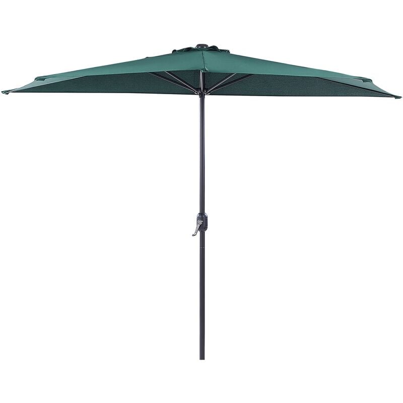 Beliani - Parasol de Jardin Semi Circulaire Ombrage 270 cm en Polyester Vert Galati - Noir