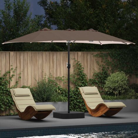 Parasol de jardín Taupé 385 x 209 x 244 cm tela