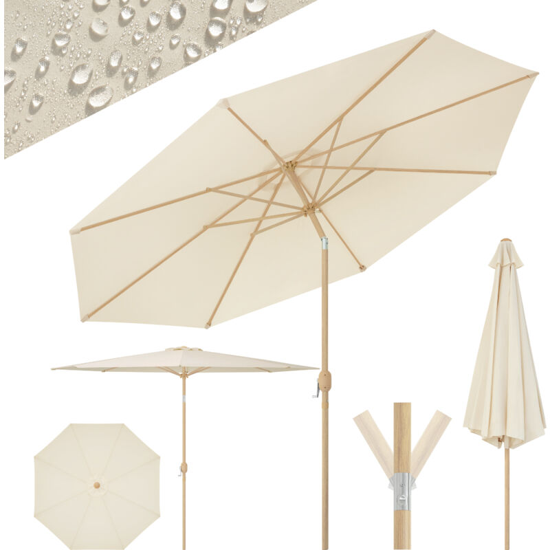 Parasol de Jardin Woltu Parasol Déporté avec Manivelle, inclinable φ300cm, Protection uv upf 50+, Beige