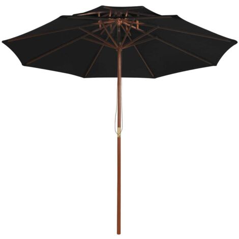 Parasol de jardin，Parasol à deux étages avec mât en bois noir 270 cm CFW18018