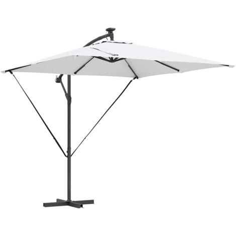 Parasol de jardin，Parasol banane à mât déporté Couleur sable 249 x 249 x 250 cm CFW53750