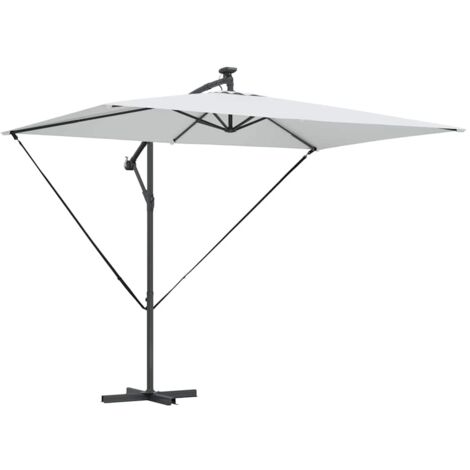 Parasol de jardin，Parasol banane à mât déporté Couleur sable 294 x 200 x 254 cm CFW82495