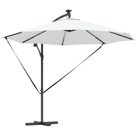 Parasol de jardin，Parasol banane à mât déporté Couleur sable 294 x 294 x 248 cm CFW65794