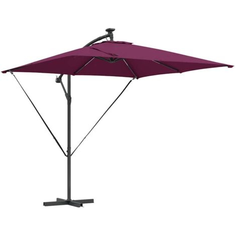 Parasol de jardin，Parasol banane à mât déporté Rouge bordeaux 249 x 249 x 250 cm CFW37101