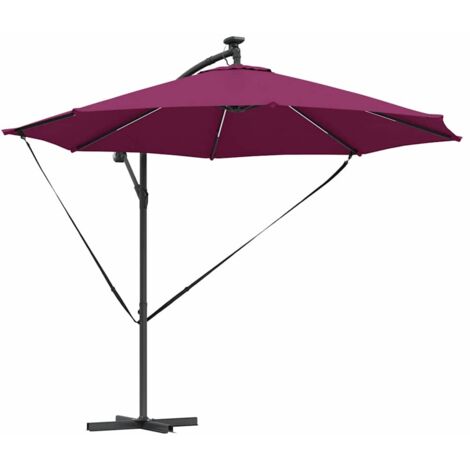 Parasol de jardin，Parasol banane à mât déporté Rouge bordeaux 294 x 294 x 248 cm CFW15299