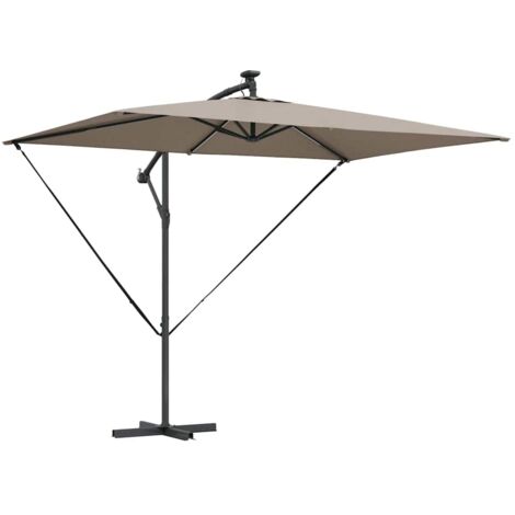 Parasol de jardin，Parasol banane à mât déporté Taupe 294 x 200 x 254 cm CFW81538