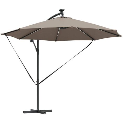 Parasol de jardin，Parasol banane à mât déporté Taupe 294 x 294 x 248 cm CFW49395