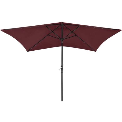 Parasol de jardin，Parasol d'extérieur avec LED et mât en acier rouge bordeaux 2x3 m CFW57207