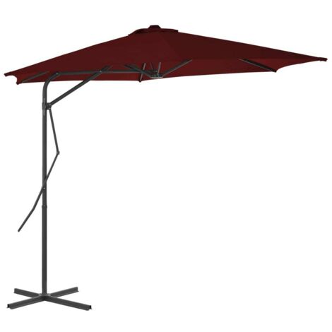Parasol de jardin，Parasol d'extérieur avec mât en acier rouge bordeaux 300x230 cm CFW36501