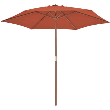 Parasol de jardin,Parasol d'extérieur avec mât en bois 270 cm Terre cuite CFW95592