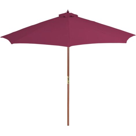 Parasol de jardin,Parasol d'extérieur avec mât en bois 300 cm rouge bordeaux CFW64236