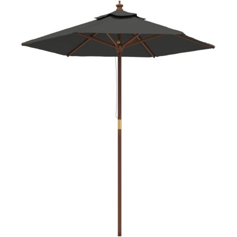 Parasol de jardin，Parasol d'extérieur avec mât en bois anthracite 196x231 cm CFW61759