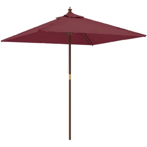 Parasol de jardin，Parasol d'extérieur avec mât en bois rouge bordeaux 198x198x231cm CFW71388